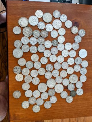 American Silver Half Dollars 21.  25 Oz/ 612g (unsearched From An Inheritance)
