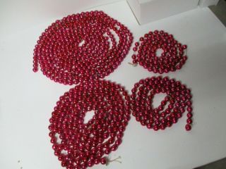 354 Inches Of Vintage Red Glass Bead Christmas Garland
