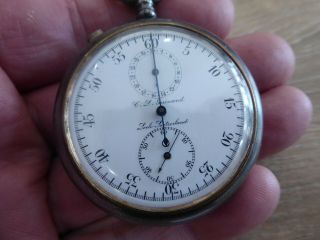 C.  L.  Guinand Locle Chronograph Centre Sweep Gunmetal Pocket Watch.