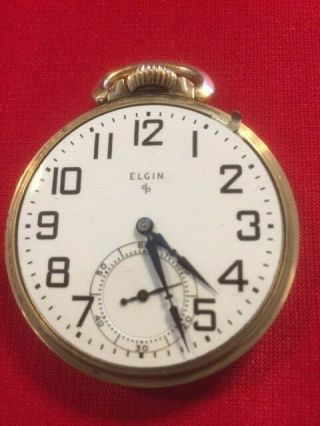 Antique 1940 Elgin 16s 19j Railroad Pocket Watch - 3