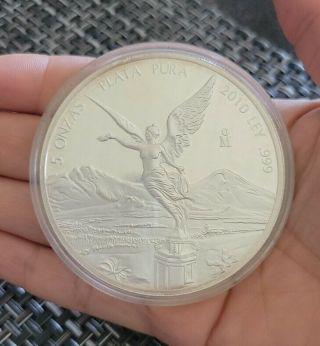 2010 Mexico 5 Oz Silver Libertad Proof Coin In Capsule