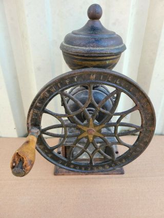 Antique Cast Iron Swift Mill Lane Brothers Coffee Grinder 12