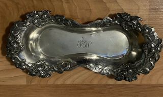 William Kerr Antique Art Nouveau Sterling Silver Dish Tray Signed Iris Lily 181
