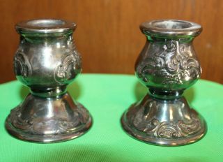 Vintage Wallace Silver Co.  Baroque Pattern 736 Decorative Candle Holders