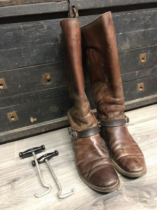 Antique Us Army Ww1 Era Us Cavalry Riding Boots With Spurs Boot Hooks