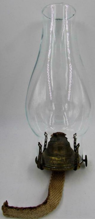 Antique No.  1 P&a Banner Kerosene / Oil Lamp Burner With Clear Glass Chimney