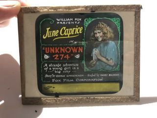 1917 June Caprice In " Unknown 274 " Silent Film Magic Lantern Glass Slide 4 " X 3