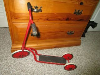 Antique Vintage Childs Scooter Very Cute Three Wheel