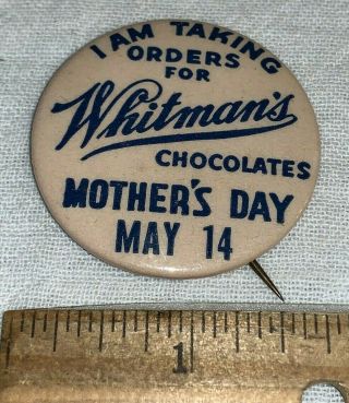 Antique Celluloid Pinback Button Whitman 