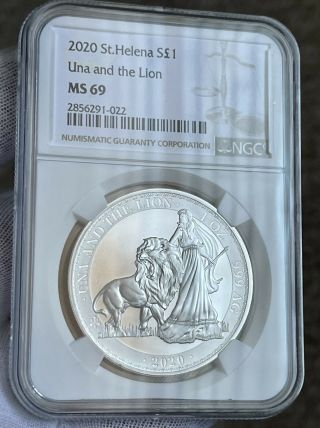 2020 St.  Helena Una And The Lion 1 Oz Silver Coin Ngc Ms69