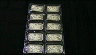10 Ten 1 Ounce Silver Bars In State Packaging From Silvertowne