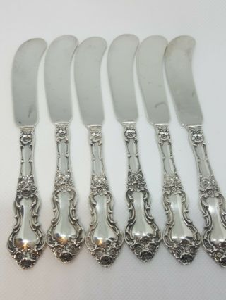 6 Watson Wallace Meadow Rose Sterling 5 3/4 " Individual Solid Butter Knives F02
