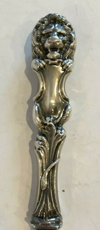 Antique Sterling Silver Letter Opener with Lion Handle 2