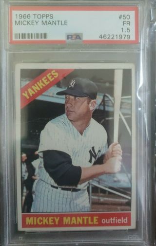 1966 Topps Mickey Mantle 50 Psa 1.  5 Fr Centered And Great Eye Appeal.