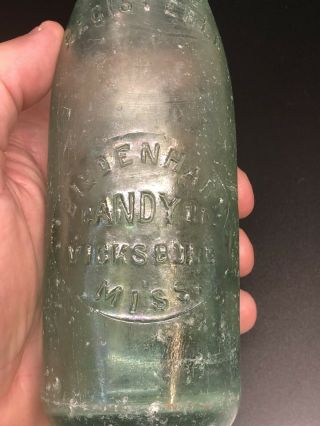 Antique Biedenharn Candy Co.  Bottle Vicksburg Miss Soda Embossed Soda Bottle