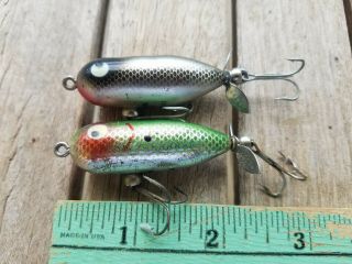 2 Vintage Heddon Fishing Lures - Tiny Torpedo - Great Colors Fish Catchers