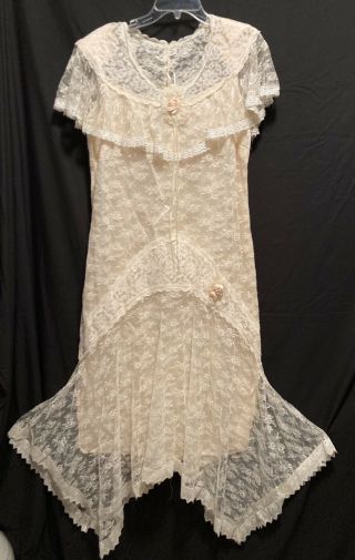 Gorgeous Vintage Gunne Sax? Wedding Bridal Gown Dress Ivory Lace Satin Roses