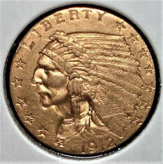 1912 Gold Us $2.  50 Indian Head Quarter Eagle Coin