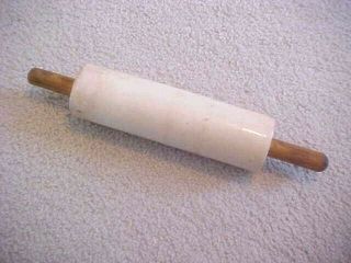 Antique Stoneware Rolling Pin With Primitive Wood Handles