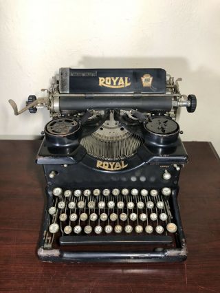 Antique 1922 Royal Typewriter Model 10 W/ Dual Beveled Glass Sides X - 677318
