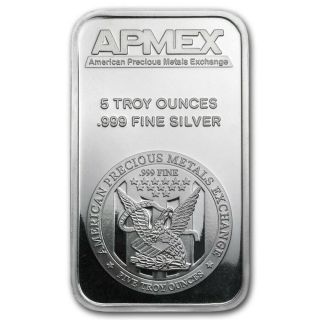 2 - 5 Oz Silver Bar - Apmex 10 Ounces Total