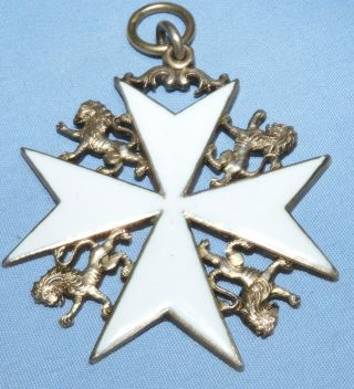 Antique 1922 Masonic Knights Of Malta Silver Cross Jewel Edinburgh Hm Medal