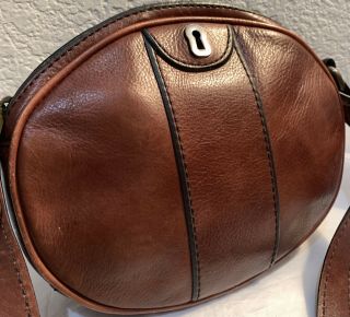 Fossil Long Live Vintage Whiskey Brown Leather Messenger Crossbody Shoulder Bag