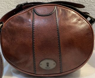 FOSSIL Long Live Vintage Whiskey Brown LEATHER Messenger Crossbody Shoulder Bag 3