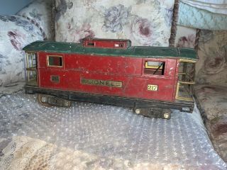 Lionel Electric Trains Standard Gauge 217 Red/teal Caboose For Parts/restoration