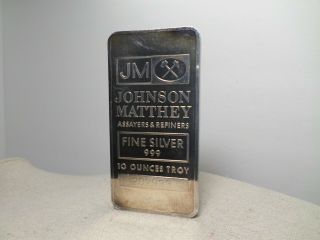 Vintage Johnson Matthey Assayers & Refiners 10 Oz.  Silver Bar.  999 Fine Silver