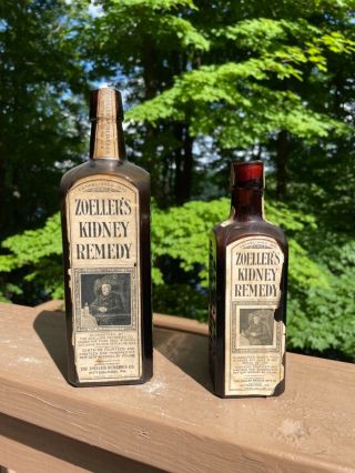 Hand Blown Labeled,  With Full Contents Zoller’s Kidney Remedy