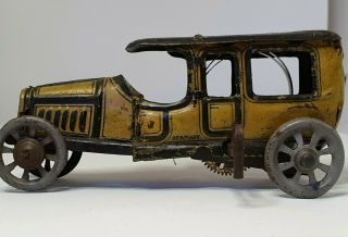 Antique Taxi Car Distler Limousine Wind Up Tin Litho Toy Made In Germany