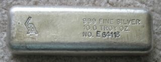 Vintage Golden Analytical Poured 10 Oz.  999 Fine Silver Bar