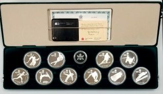 1988 Canada Calgary Winter Olympics 10 Silver Coin Proof Set 10 Troy Oz Silver
