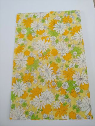 Vintage Cannon Monticello Pillowcase Green Yellow Floral Daisy