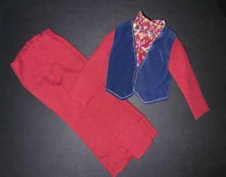 Vintage Ken Doll Best Buy Fashions 9705 Red Sweater Blue Vest Red Pants