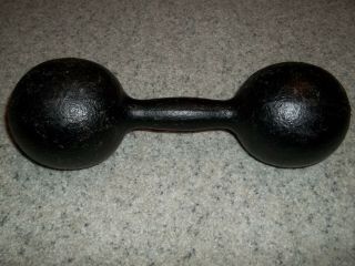 Antique Vintage Cast Iron 15 Lb.  Dumbbell Barbell Hand Weight Round Globe Ends