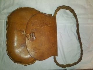 Large Size Vintage Hand Crafted Brown Leather Shoulder Bag
