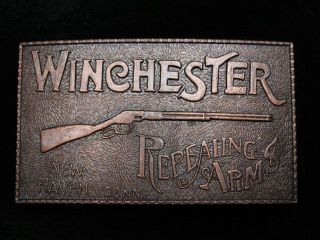 Pg07120 Vintage 1970s Winchester Repeating Arms Gun & Firearm Belt Buckle