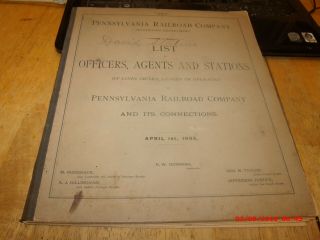 Antique 1893 Pennsylvania R.  R.  List Of Officers,  Agents And Stations