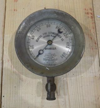 Antique Brass General Fire Extinguisher Co.  Chicago Plant Crosby Gauge 1892 Pat.