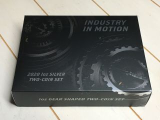 2020 Industry In Motion 1oz Antiqued Silver Gear - Shaped Two - Coin Set (2oz Total)