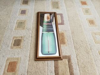 Vintage Seagrams Thermometer Mirror Premium Wine Cooler Glass Wood Antique Bar