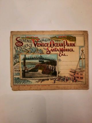 Postcard Souvenir Folder Venice Ocean Park And Santa Monica California Antique