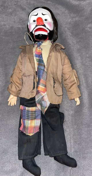 1978 Emmett Kelly Sad Clown Ventriloquist Doll Head & Body Vintage Horsman Doll