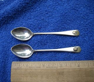 Pair Canadian Sterling Gold Nugget Handle Demitasse Spoons - Roden Bros.  - Nr