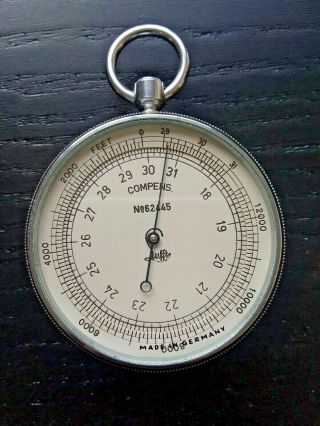 Antique German Made Weather Barometer Altimeter 2 Inch With Loop,  Very Cool