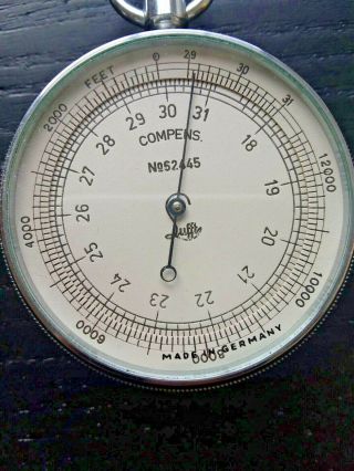 ANTIQUE GERMAN MADE WEATHER BAROMETER ALTIMETER 2 INCH WITH LOOP,  VERY COOL 2