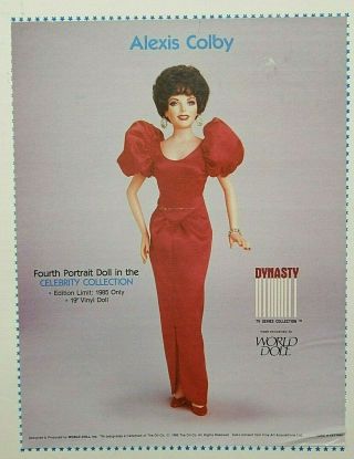 World Doll 1985 Joan Collins As Alexis Colby Dynasty Tv Show 19 " Vinyl Doll Nrfb