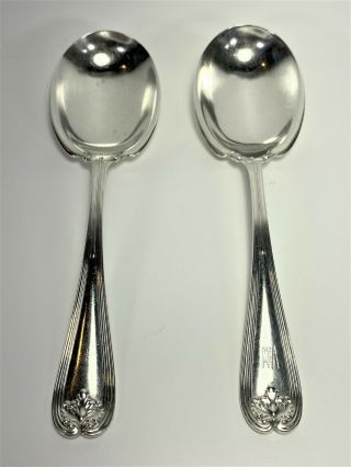 Pair 9 " Large Tiffany & Company Sterling Silver Serving Spoons Colonial Pattern